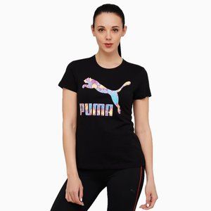 Puma Women's Logo T-Shirt Tie-Dye Text